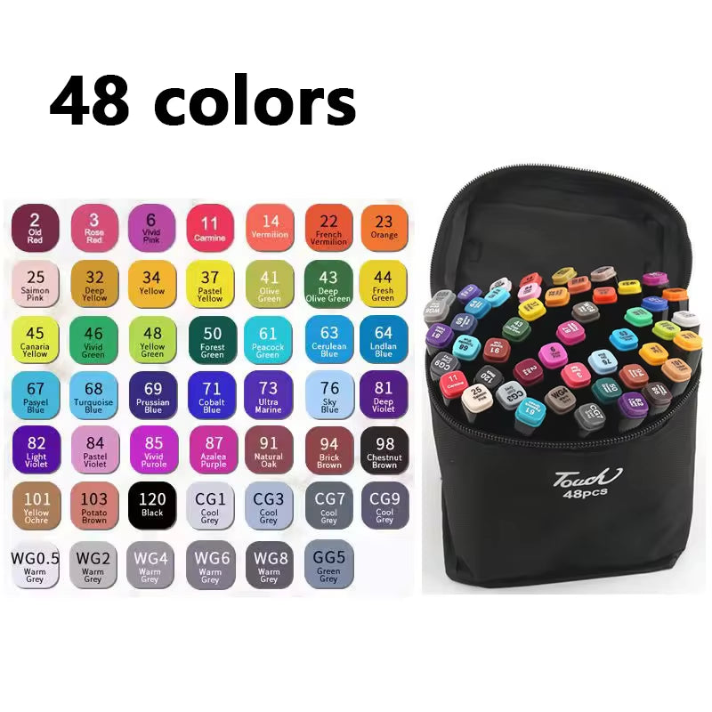 24-168 Colors Oily Art Marker Pen Set for Draw Double Headed Sketching Oily Tip Based Markers Graffiti Manga School Art Supplies
