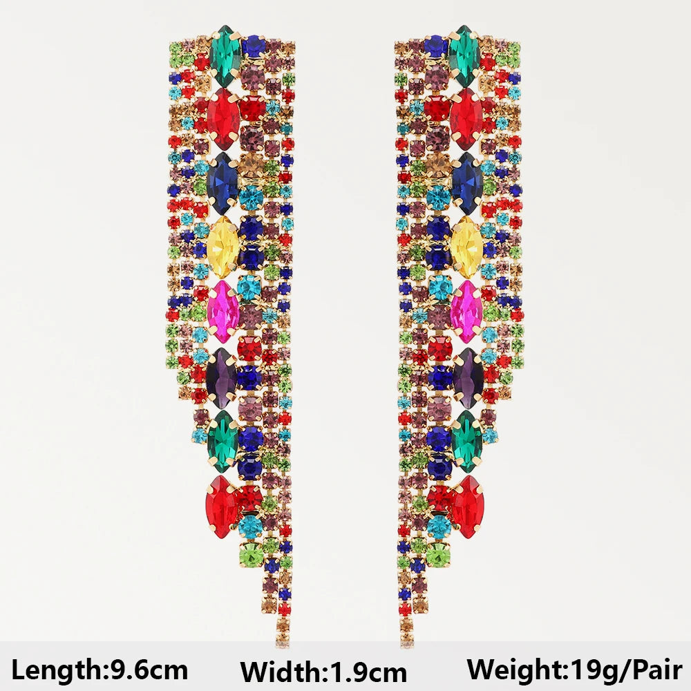 Summer Beach Beads Crystal Geometric Dangle Earrings for Women Boho Luxury Multicolored Ear Accessories Retro Statement Jewelry