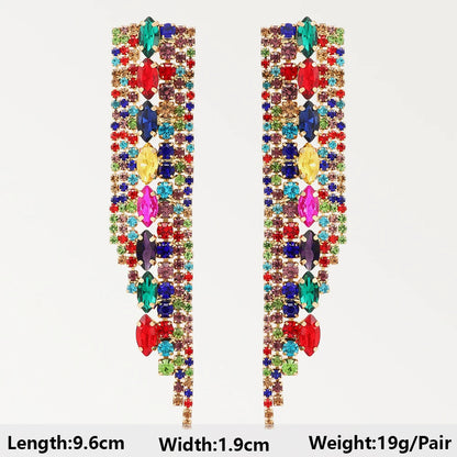 Summer Beach Beads Crystal Geometric Dangle Earrings for Women Boho Luxury Multicolored Ear Accessories Retro Statement Jewelry