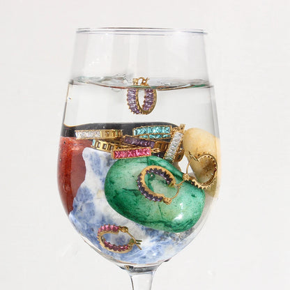 Creative Design Summer Colorful Blingbling Crystal Paved Hoop Earrings Red Pink Purple Blue Clear Earrings for Women