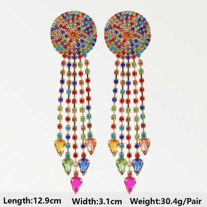 Summer Beach Beads Crystal Geometric Dangle Earrings for Women Boho Luxury Multicolored Ear Accessories Retro Statement Jewelry