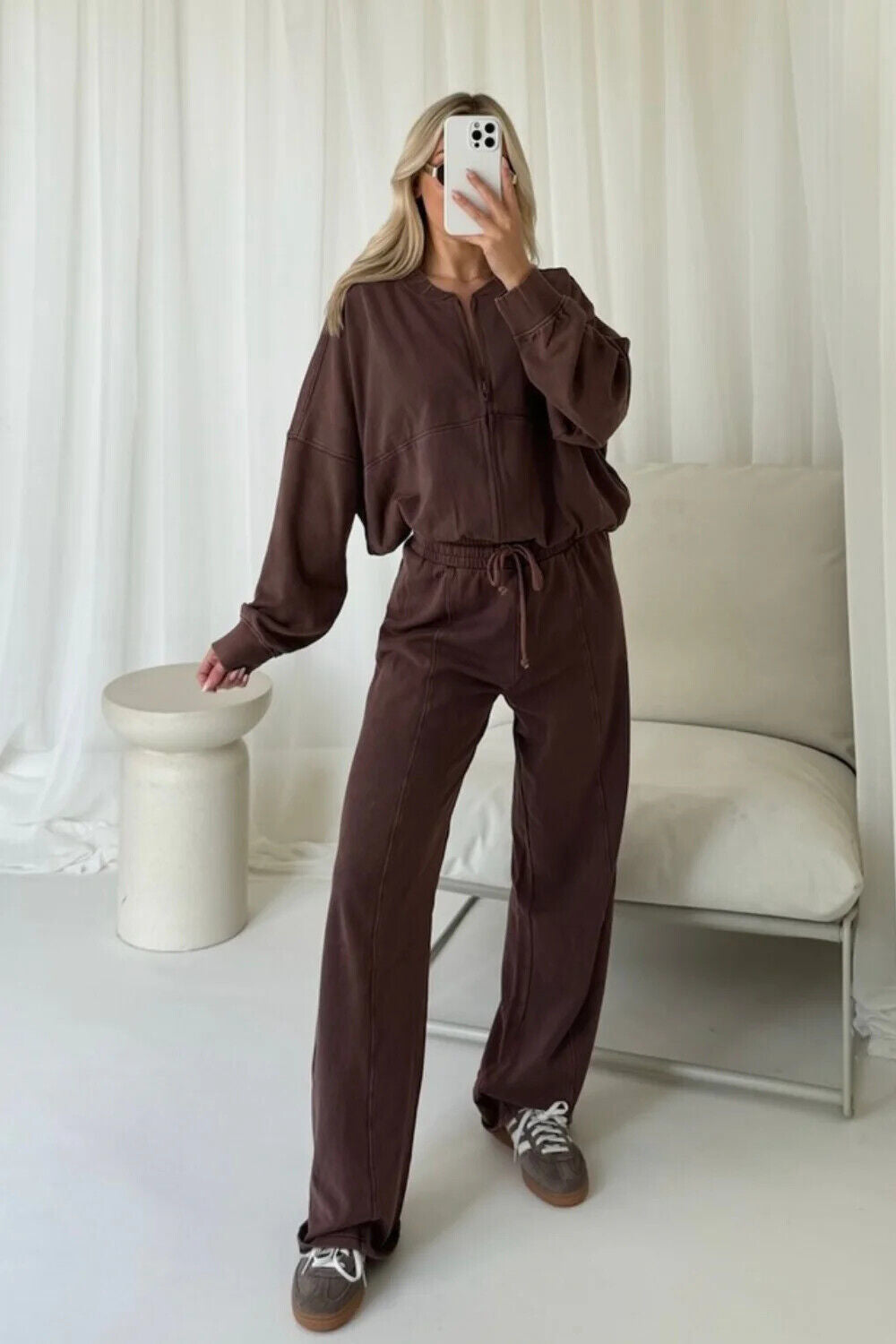 Women Bomber Oversize Baggy 2 Piece Lounge Wear Casual Set Ladies Suit Tracksuit