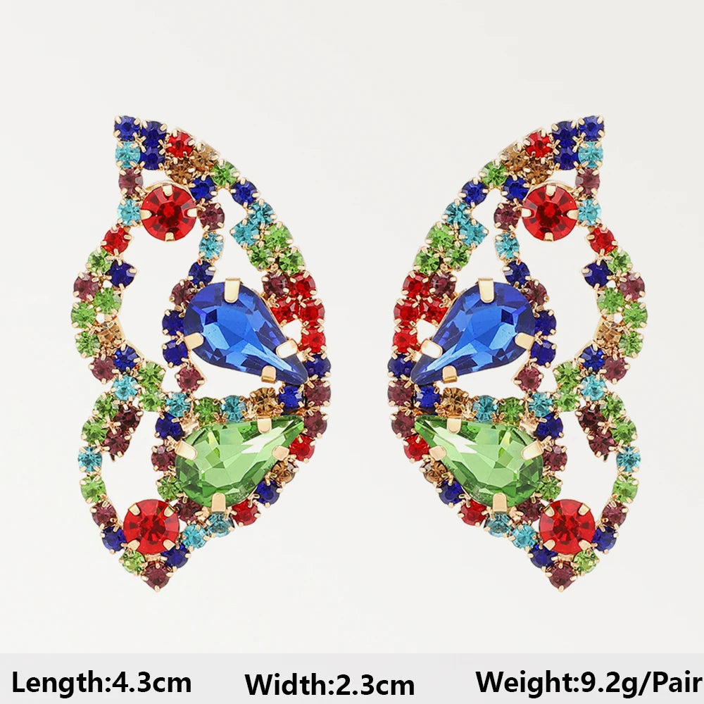 Summer Beach Beads Crystal Geometric Dangle Earrings for Women Boho Luxury Multicolored Ear Accessories Retro Statement Jewelry