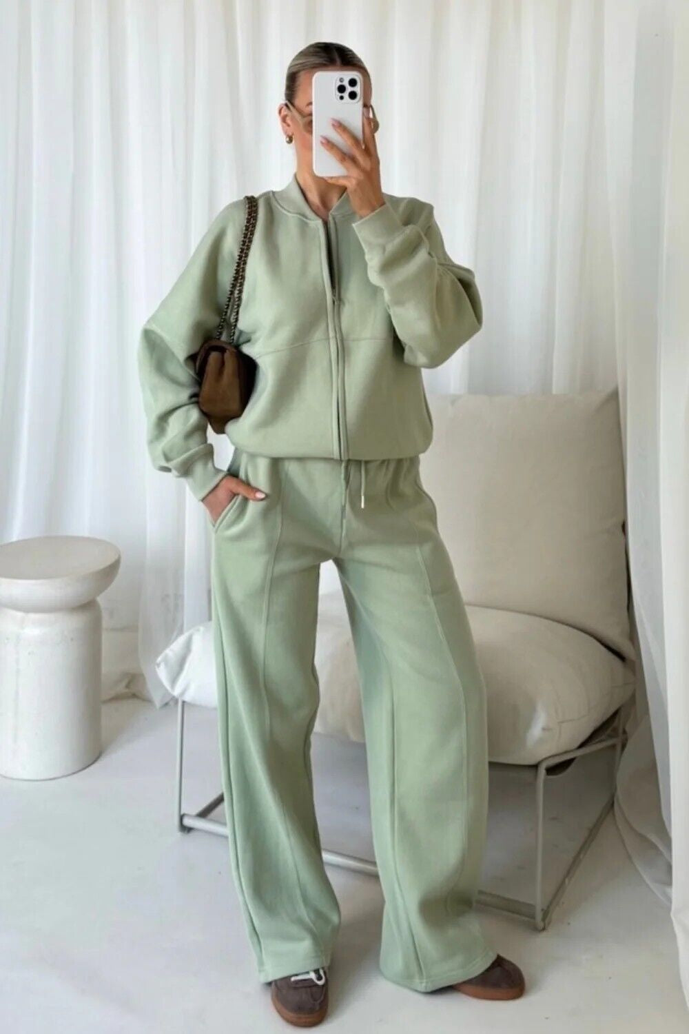 Women Bomber Oversize Baggy 2 Piece Lounge Wear Casual Set Ladies Suit Tracksuit