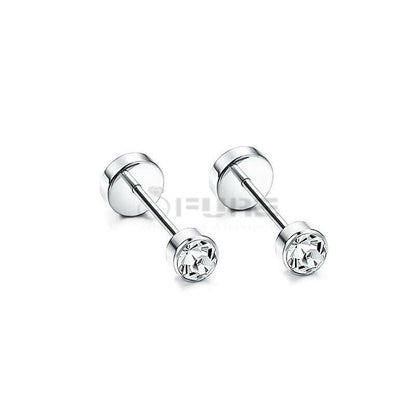 Attractive Small Tiny round 3MM CZ Crystal Silver Ear Studs Earrings Jewellery