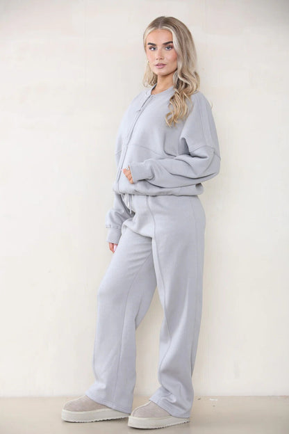 Women Bomber Oversize Baggy 2 Piece Lounge Wear Casual Set Ladies Suit Tracksuit