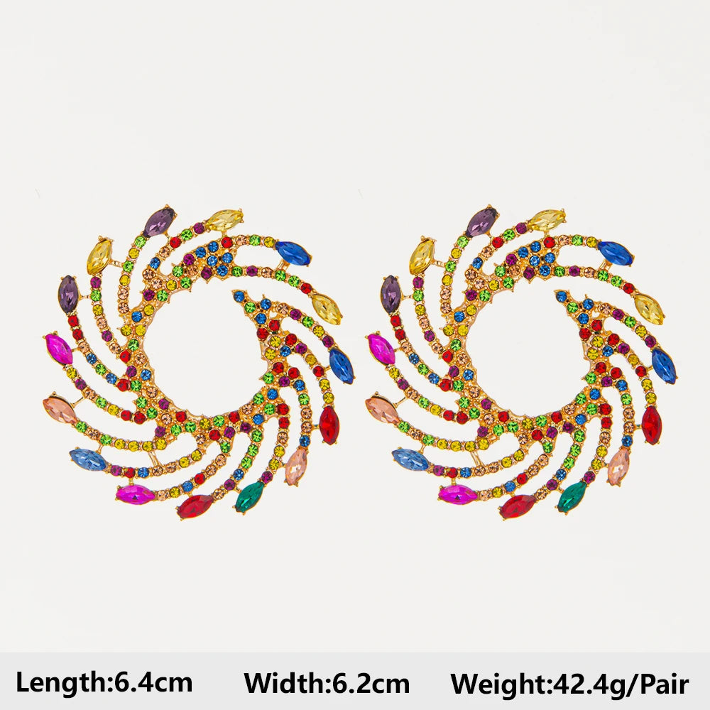 Summer Beach Beads Crystal Geometric Dangle Earrings for Women Boho Luxury Multicolored Ear Accessories Retro Statement Jewelry