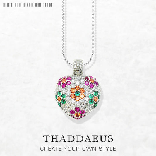Necklace Heart Colorful Flower Summer Brand New Romantic Fine Jewelry Europe 925 Sterling Silver Gift for Women