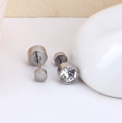 Attractive Small Tiny round 3MM CZ Crystal Silver Ear Studs Earrings Jewellery