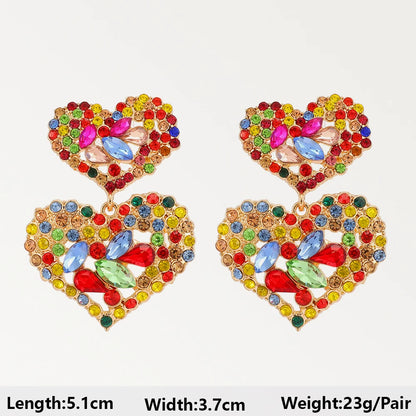 Summer Beach Beads Crystal Geometric Dangle Earrings for Women Boho Luxury Multicolored Ear Accessories Retro Statement Jewelry