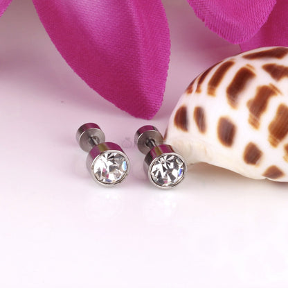 Attractive Small Tiny round 3MM CZ Crystal Silver Ear Studs Earrings Jewellery