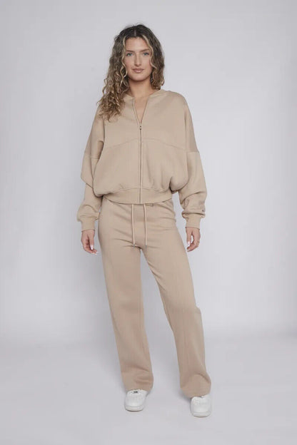 Women Bomber Oversize Baggy 2 Piece Lounge Wear Casual Set Ladies Suit Tracksuit
